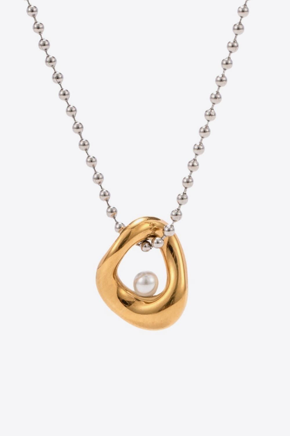 18K Gold-Pleated Synthetic Pearl Peandant Necklace