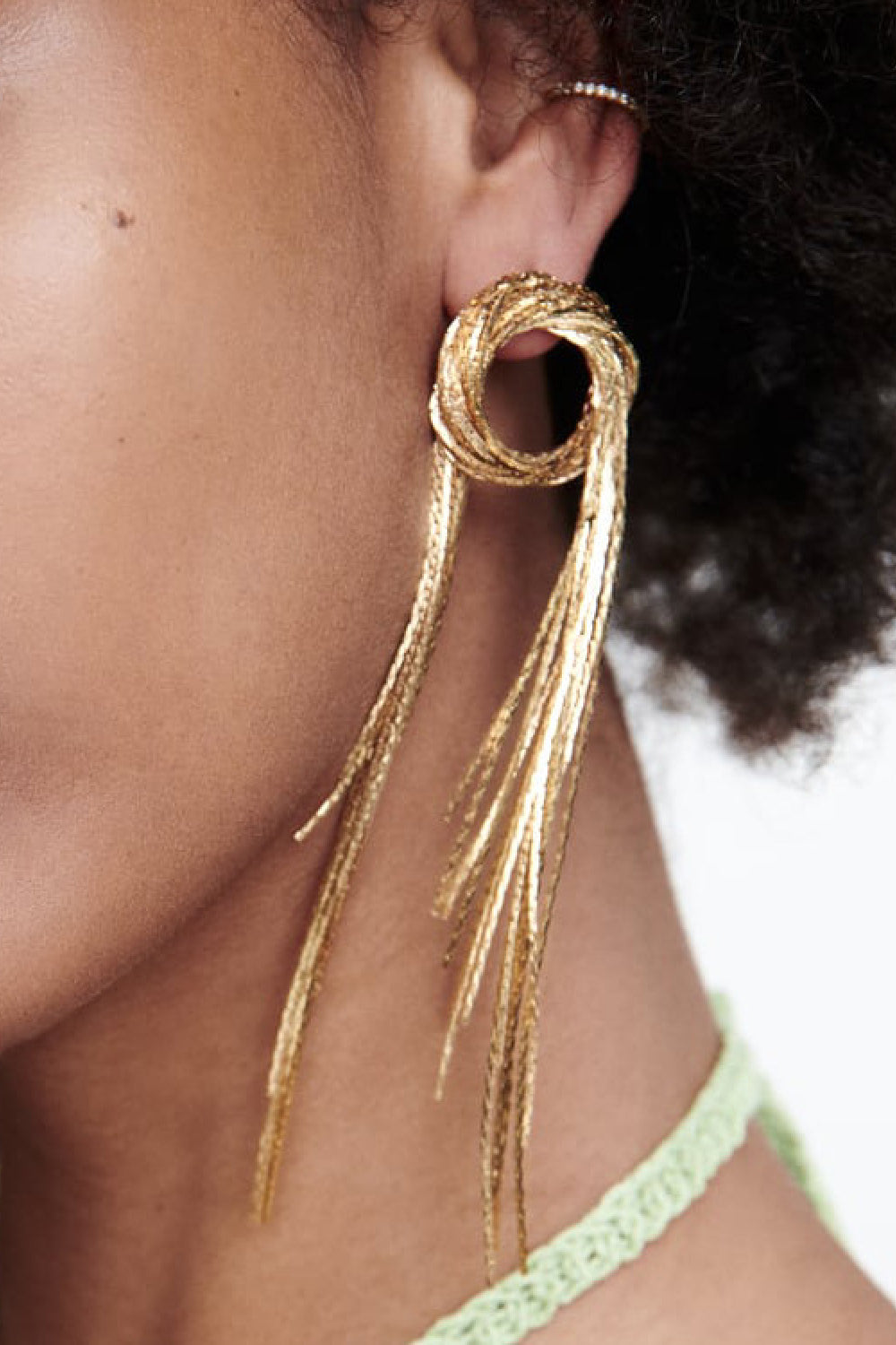 Round Shape Fringed Copper Earrings